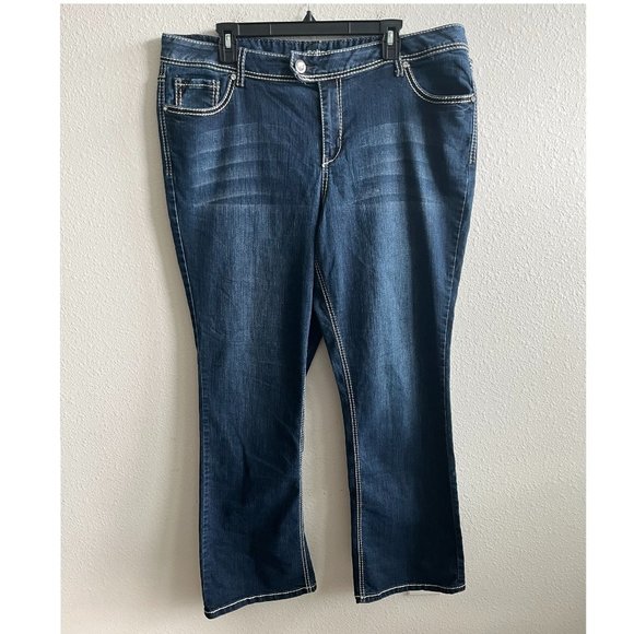 Lane Bryant Women's Dark Wash Stitch Boot Cut Jeans Size 20 Style 015001-12